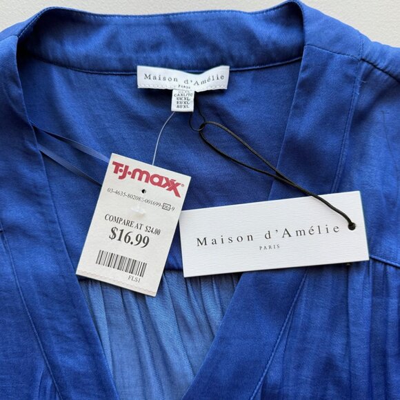 Maison d'Amelie Blue Ladies Blouse Size XL NWT - Picture 6 of 8
